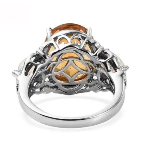 Genuine Serra Gaucha Citrine & Welo Opal Ring Platinum over Sterling Silver Sz 8 - Picture 4 of 10